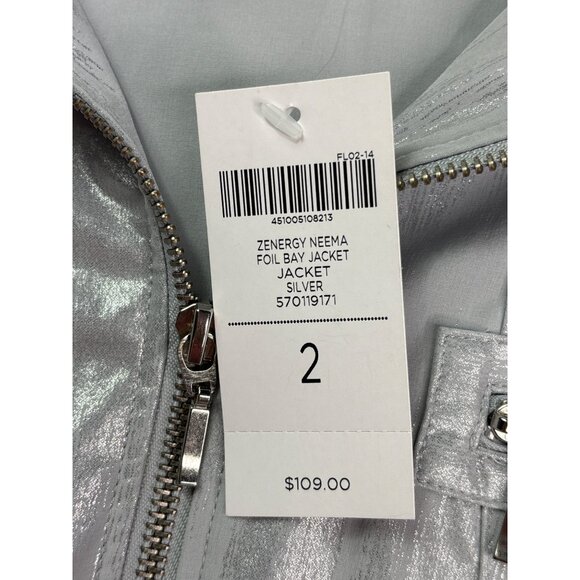 Zenergy Neema Foil Bay Jacket Full Zip Womens Size 2 (US L) Silver New - Picture 6 of 7